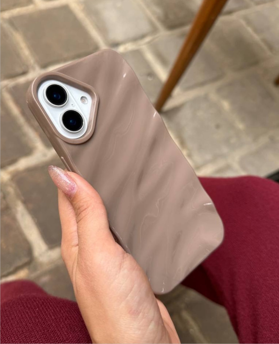 Nude Mocha Aesthetic Wavy Designer Silicon Case for iPhone
