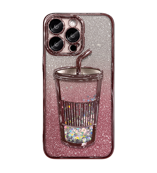 Glitter quicksand milk tea cup mobile iPhone case
