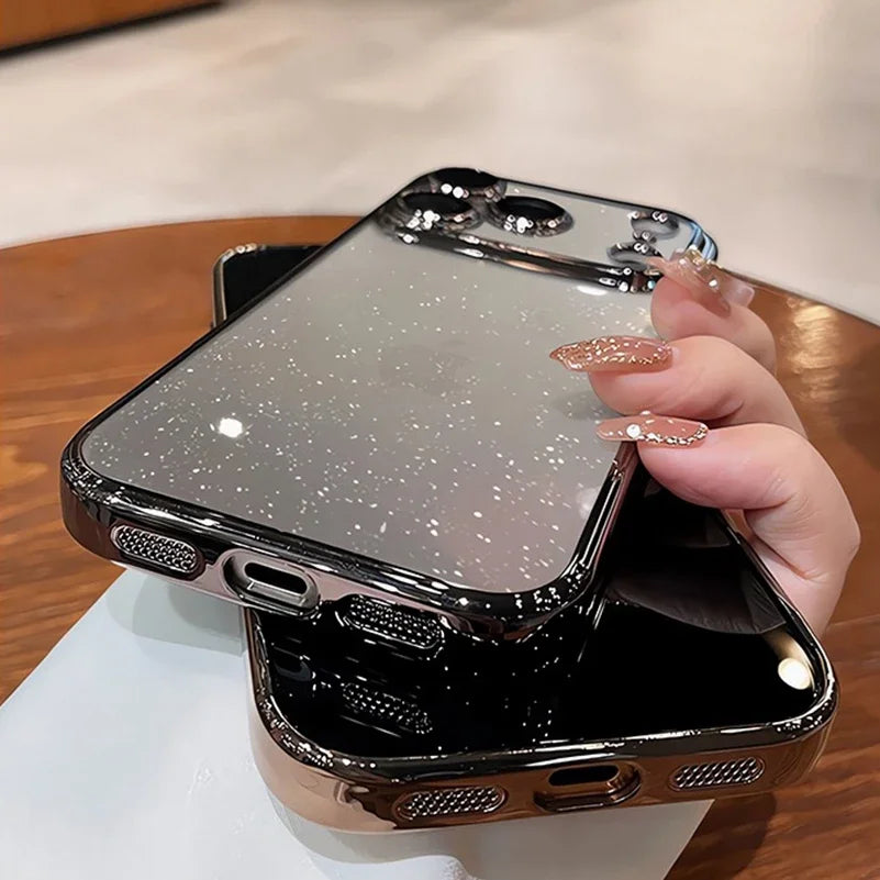 Luxury Glitter Hard Plating Clear Case for iPhone 14 15 16 17