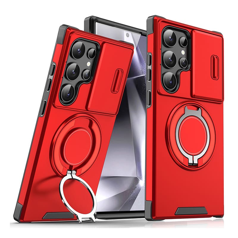 Shockproof Magnetic Samsung Case with Camera Cover & Kickstand