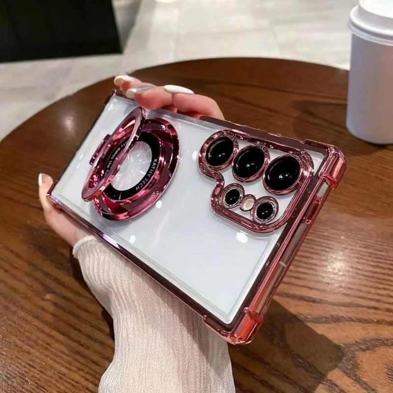 Translucent Magnetic Phone Cases with Stand and Corner Cushions for Galaxy Series